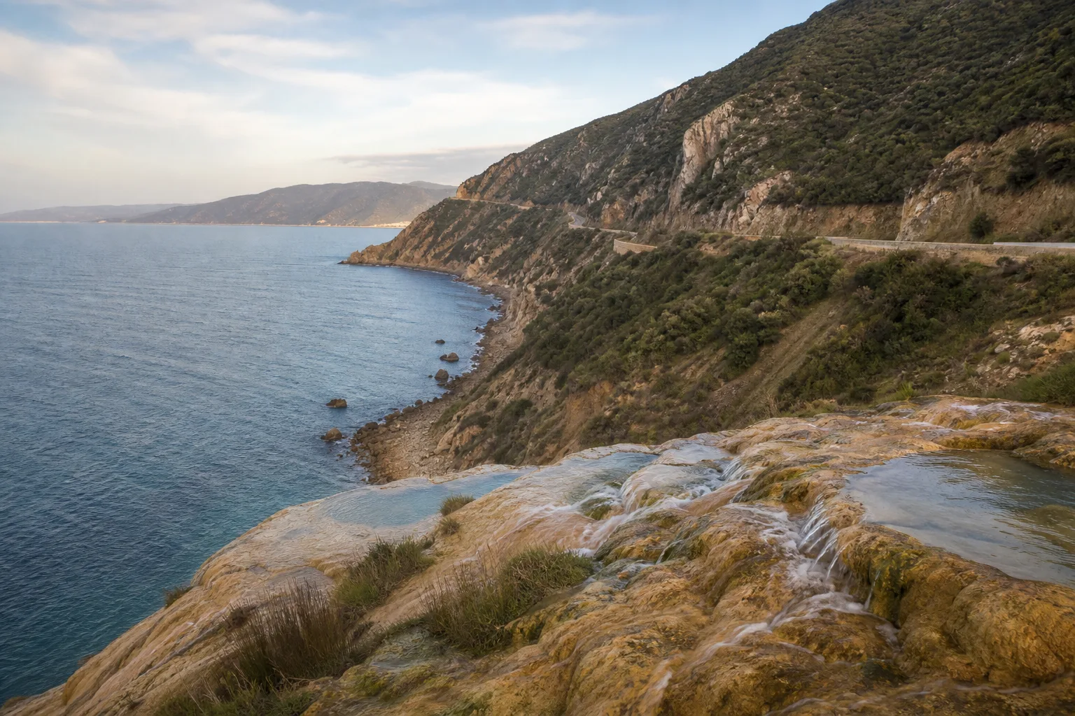 Sources minérales et côte montagneuse de Korbous.